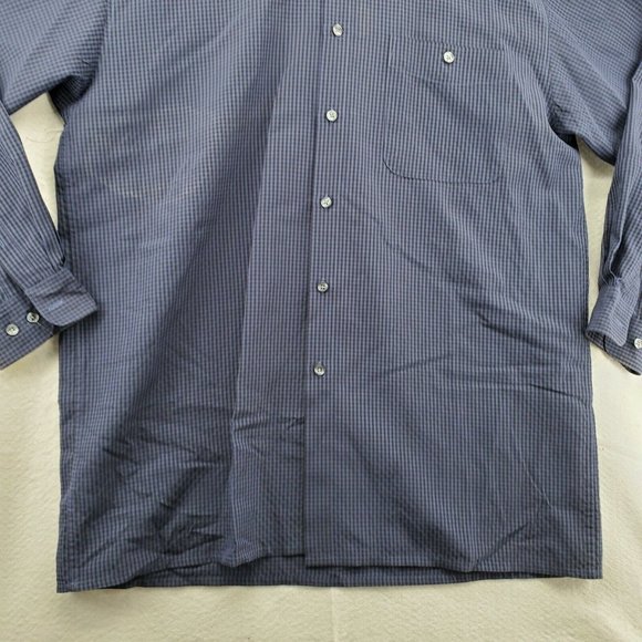 IZOD Shirt Men's Long Sleeve Casual Button Up Checkered Oxford Blue Large - Picture 3 of 12
